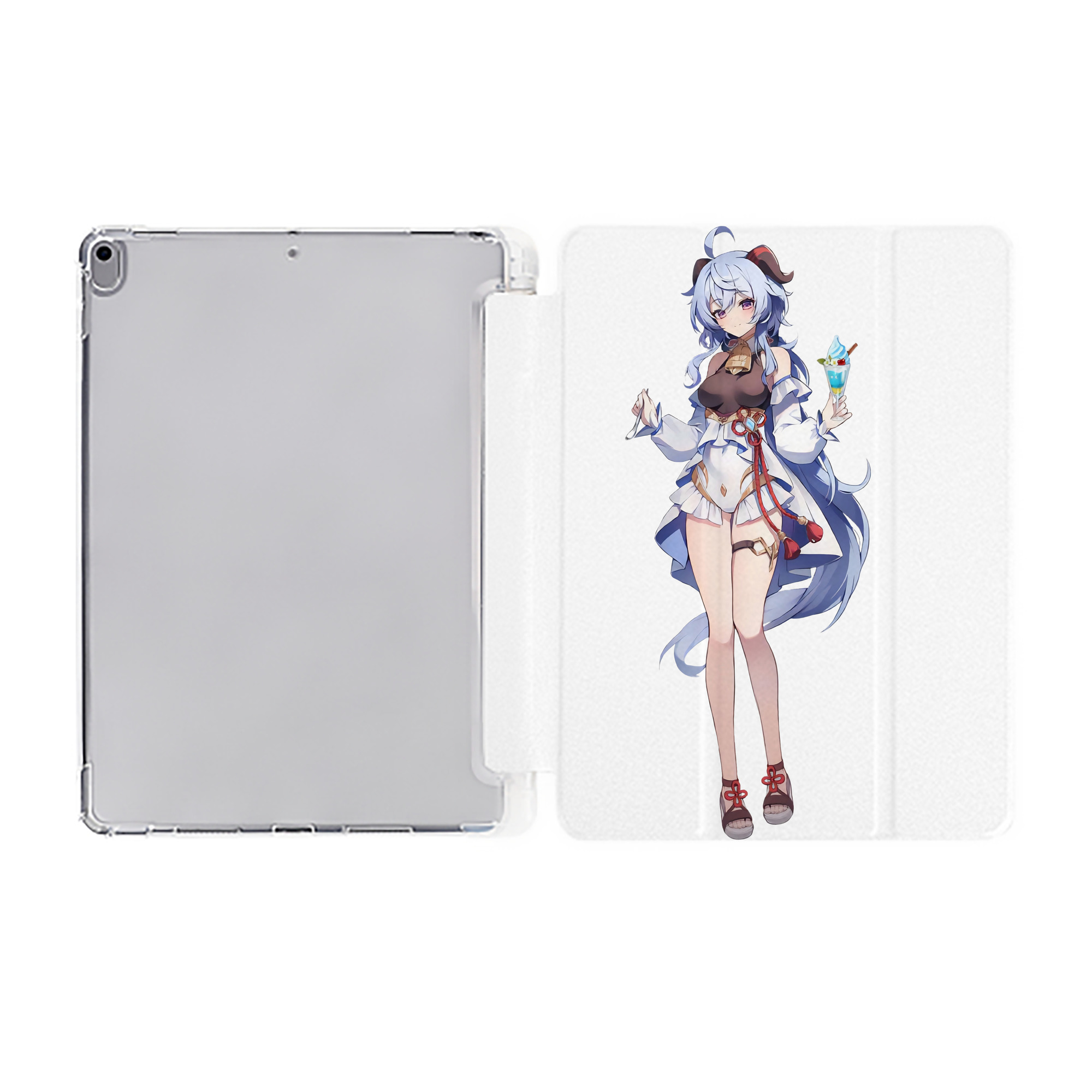 げんし神 甘雨 かんう genshin Ganyu IPad ケース ペン収納付き 三つ折りスタンド PUレザー×シリコン 対応機種9.5/10.5/10.9インチ
